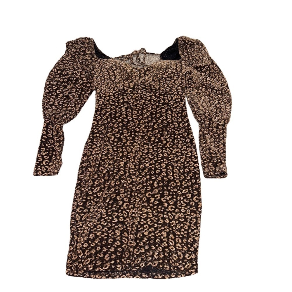 BNWT FashionNova All For You Mini Dress Gold and Black Cheetah Long Sleeve Large - Picture 3 of 5